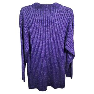 (987)Mathias Vtg 80's Purple Sparkly  Long sleeve Mock Neck Sweater Size Large
